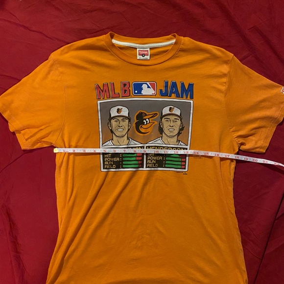 Men’s Baltimore Orioles Rutschman & Gunnar Graphic MLB Shirt Size Medium Orange - Picture 2 of 6